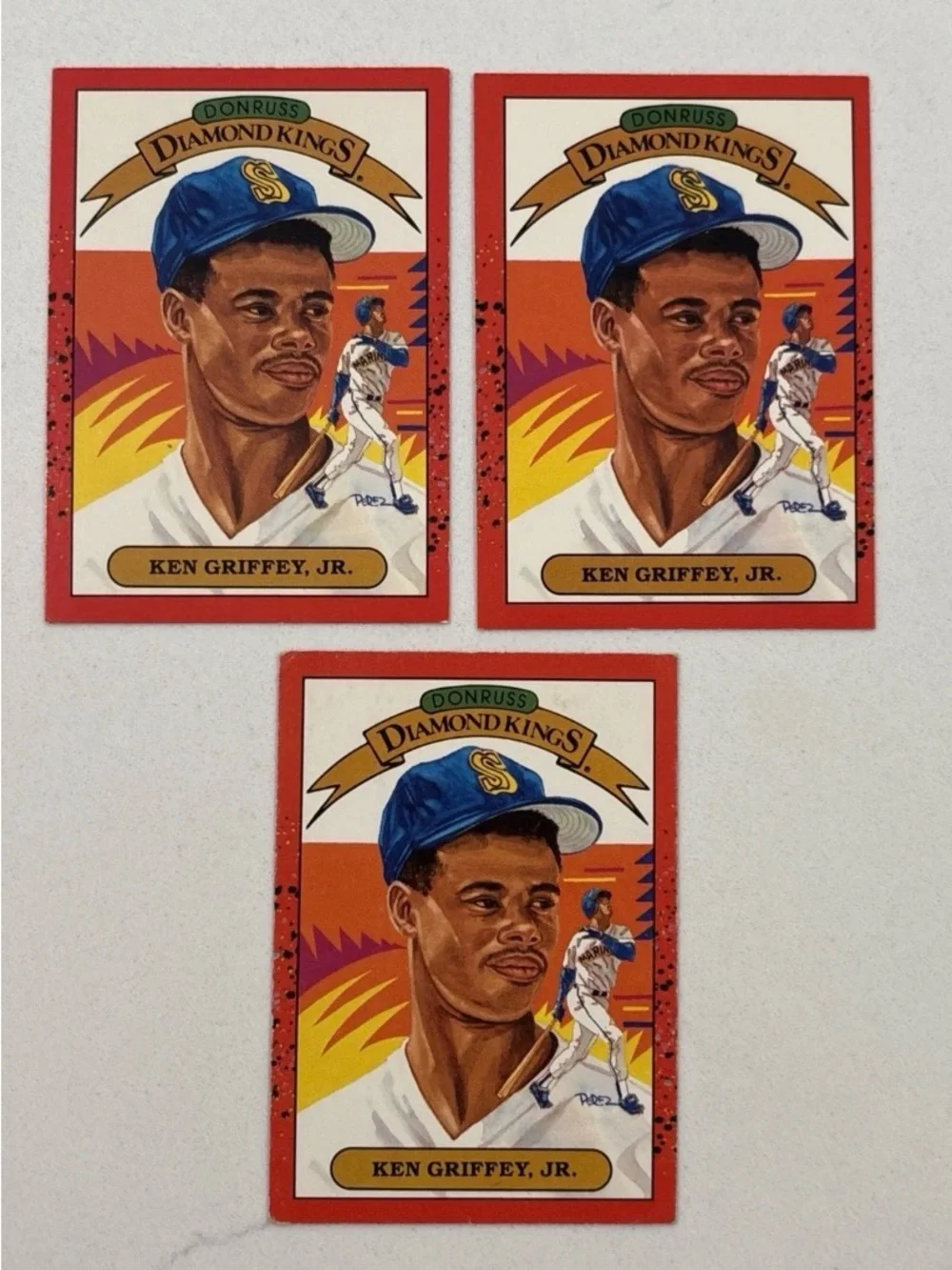 3 Ken Griffey Jr. Diamond Kings!!!!   Baseball Card - Red/Blue